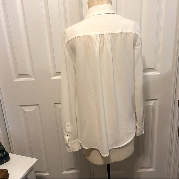 Liz Claiborne White Button Down Shirt with Beaded Accents, Size Medium - Picture 2 of 8